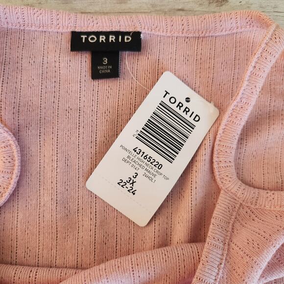 Torrid Pointelle High Neck Crop Top 3X NWT - Picture 7 of 10